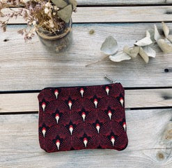 Petite trousse plate Art déco rouge